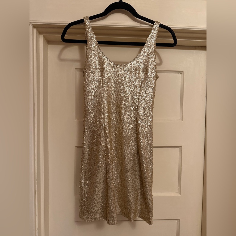 Elegant Gold Sequin Mini Dress
